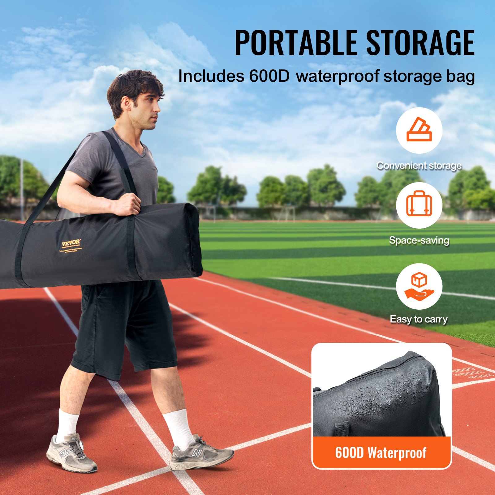 VEVOR Pantalla de Béisbol para Jaula de Bateo, Pantalla de Seguridad de Sóftbol de 1220 x 910 x 2130 mm, Protector Corporal, Pantalla de Bateo Portátil con Bolsa de Transporte y Estacas de Tierra