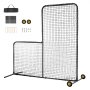 VEVOR Pantalla de Béisbol para Jaula de Bateo, Pantalla de Seguridad de Sóftbol 2130 x 2130 mm, Protector Corporal, Pantalla de Bateo Portátil con Bolsa de Transporte, Ruedas, Estacas de Tierra, Red