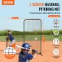 VEVOR Pantalla de Béisbol para Jaula de Bateo, Pantalla de seguridad de Sóftbol de 2130 x 960 x 2130 mm, Protector Corporal, Pantalla de Bateo Portátil con Bolsa de Transporte y Estacas de Tierra