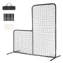 VEVOR Pantalla de Béisbol para Jaula de Bateo, Pantalla de seguridad de Sóftbol de 2130 x 960 x 2130 mm, Protector Corporal, Pantalla de Bateo Portátil con Bolsa de Transporte y Estacas de Tierra