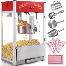 VEVOR Máquina para Palomitas de Maíz de Sobremesa 1615 W Rojo 566 x 392 x 862 mm