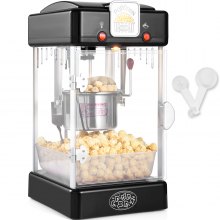 VEVOR Máquina para Hacer Palomitas de Maíz, 300 W, Máquina para Hacer Palomitas de Maíz de Sobremesa con Puerta de Polipropileno, Incluye 2 Palas y Bandeja, Estilo Cine, Negro, 240 x 275 x 475 mm
