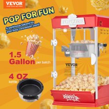 VEVOR Máquina para Hacer Palomitas de Maíz, de Sobremesa 480 W 4 oz Color Rojo