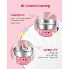 VEVOR Máquina Eléctrica para Algodón de Azúcar 1000 W Rosa 520 x 520 x 447 mm