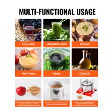 VEVOR Prensa de Vino de Frutas 2 Barriles de Acero Inoxidable 3 L Exprimidor Manual, Prensa para Hacer Zumo, Aceite de Oliva, Miel, Verduras y Tintura de Uva, Mango en T para Exteriores, Cocina, Hogar