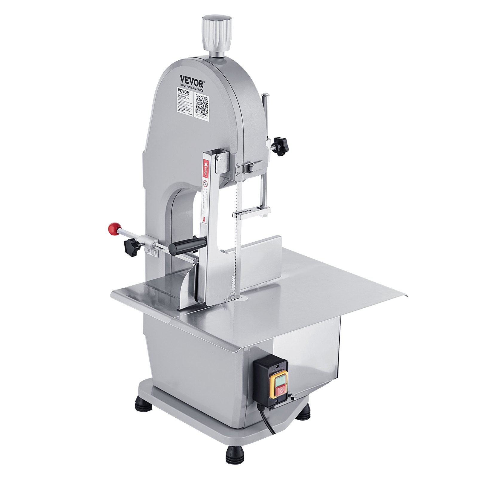 VEVOR Sierra Eléctrica Comercial para Huesos de Carnicero Sierra de Cinta para Huesos 1500 W 300 kg/h Sierra Eléctrica para Carne y Huesos Congelados Mesa 490x380 mm Espesor 4-200 mm para Restaurante