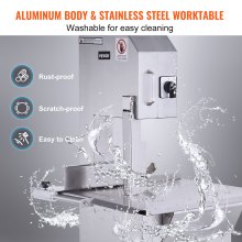 VEVOR Sierra Eléctrica Comercial para Huesos de Carnicero 2200 W Máquina Cortadora de Huesos 1000 kg/h Cortadora Eléctrica para Carne Congelada Mesa de Trabajo 470x530 mm para Supermercado Restaurante