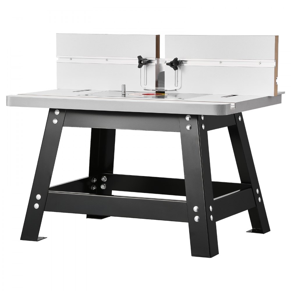VEVOR router table, 610x400x530 mm, router table workbench with adjustable fence, MDF board, stable metal base, 63 mm dust collection port, compatible with router bits and various drill bits