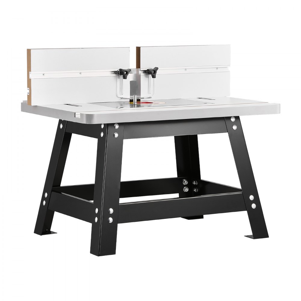VEVOR router table, 610x400x530 mm, router table workbench with adjustable fence, MDF board, stable metal base, 63 mm dust collection port, compatible with router bits and various drill bits