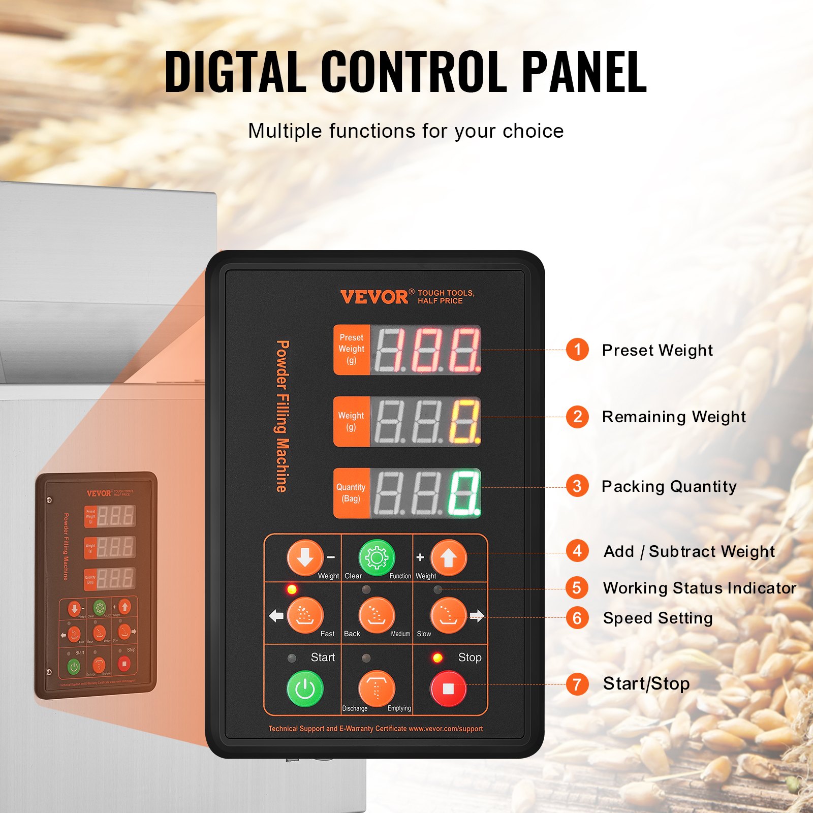 VEVOR Máquina llenadora de polvo, 1-100 g, Máquina llenadora automática inteligente de pesaje de partículas, Llenadora dispensadora para semillas de té, granos, polvo, harina, frijoles, copos