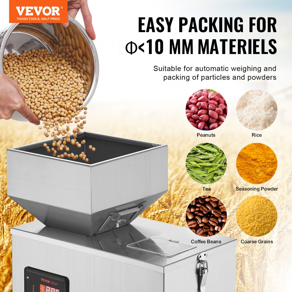 VEVOR Powder Filling Machine, 1-200g, Automatic Intelligent Particle Weighing Filling Machine, Bottle Bag Powder Filler Particle Dispenser for Tea Seeds, Grains, Powder, Flour, Beans, Glitter