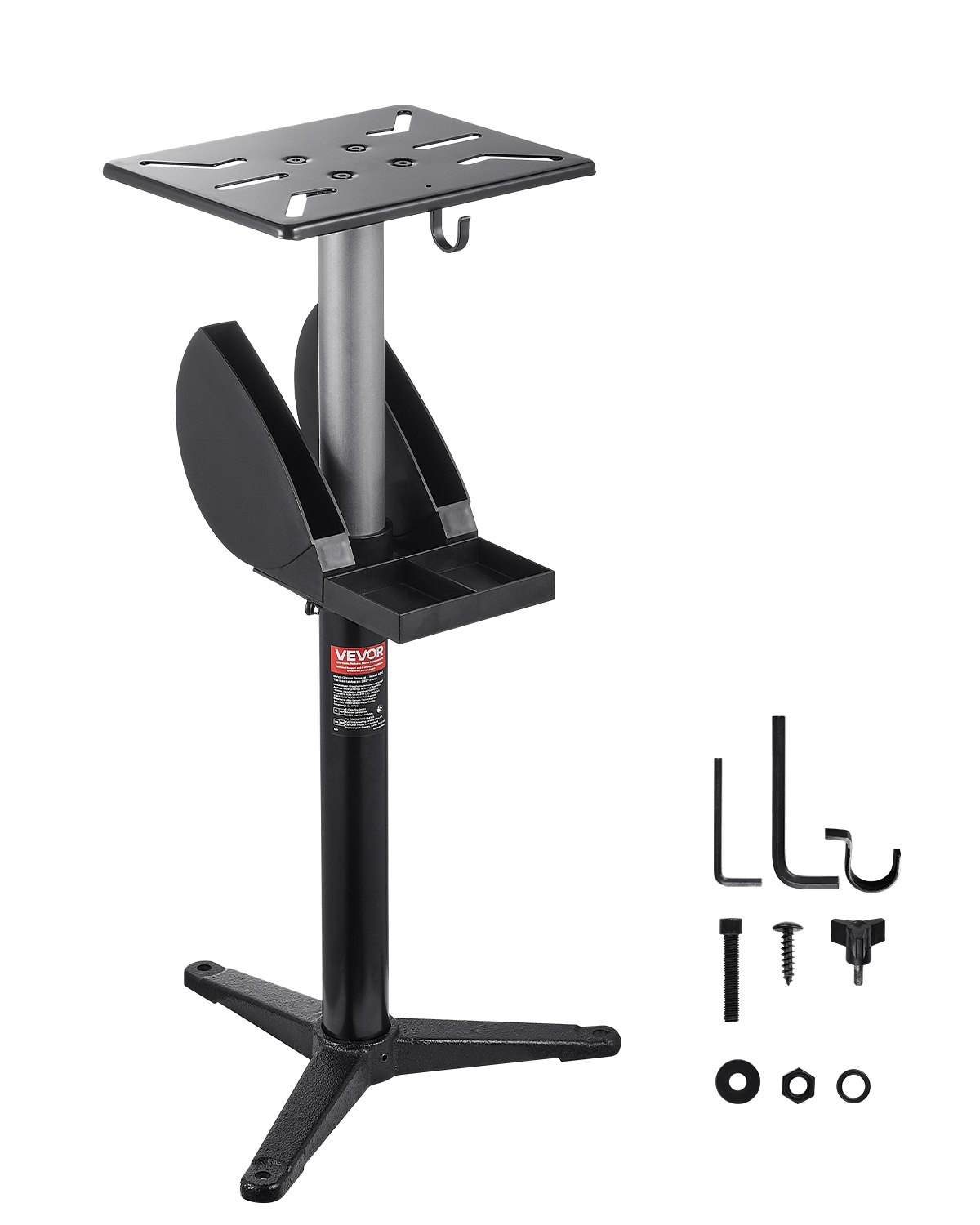 VEVOR grinding stand, table grinder base for double grinders with 315x254 mm mounting plate, height-adjustable base stand with grinding wheel storage compartment & cast iron base