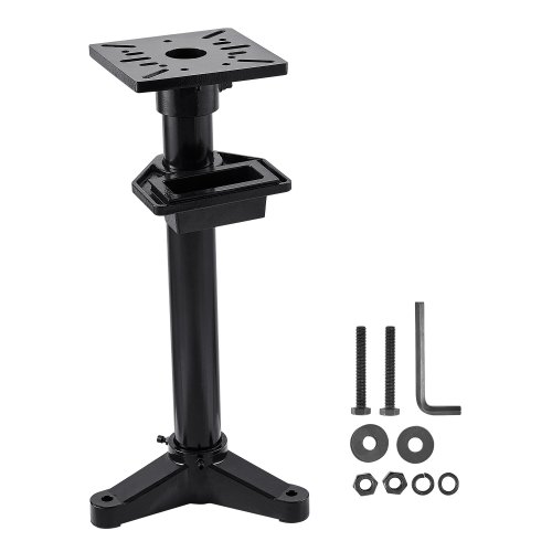 VEVOR Soporte para Amoladora de Banco, Pedestal de Suelo Resistente con Tornillo de Banco y Placa de Montaje 27 x 27 cm, Ranuras de Montaje Precortadas y Depósito de Agua, 370 x 370 x 840 mm