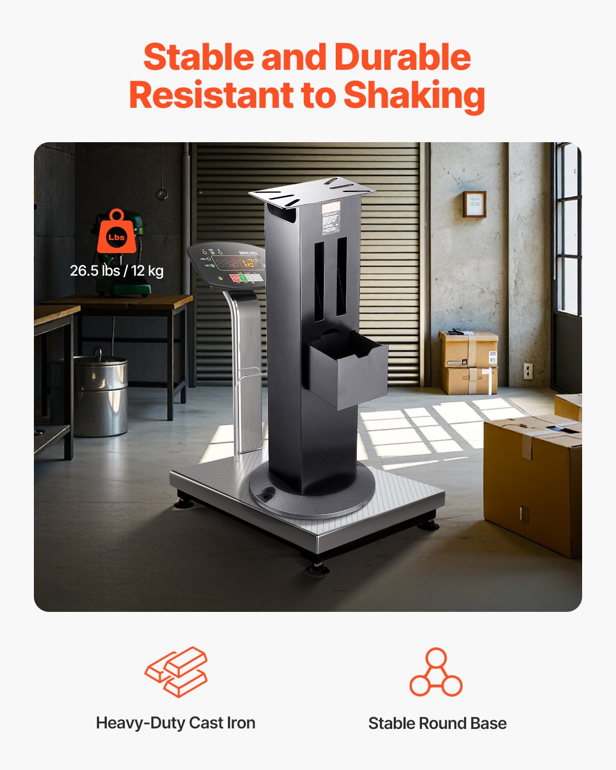 VEVOR Soporte para Amoladora de Banco, Pedestal de Suelo Resistente, con Placa de Montaje de 28 x 17 cm, Compartimentos para Muelas Abrasivas y Base de Hierro Fundido, 345 x 345 x 835 mm, Negro