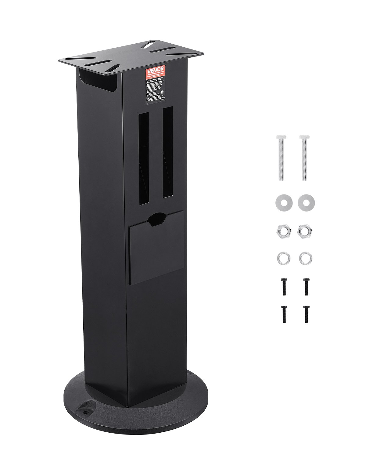 VEVOR Soporte para Amoladora de Banco, Pedestal de Suelo Resistente, con Placa de Montaje de 28 x 17 cm, Compartimentos para Muelas Abrasivas y Base de Hierro Fundido, 345 x 345 x 835 mm, Negro