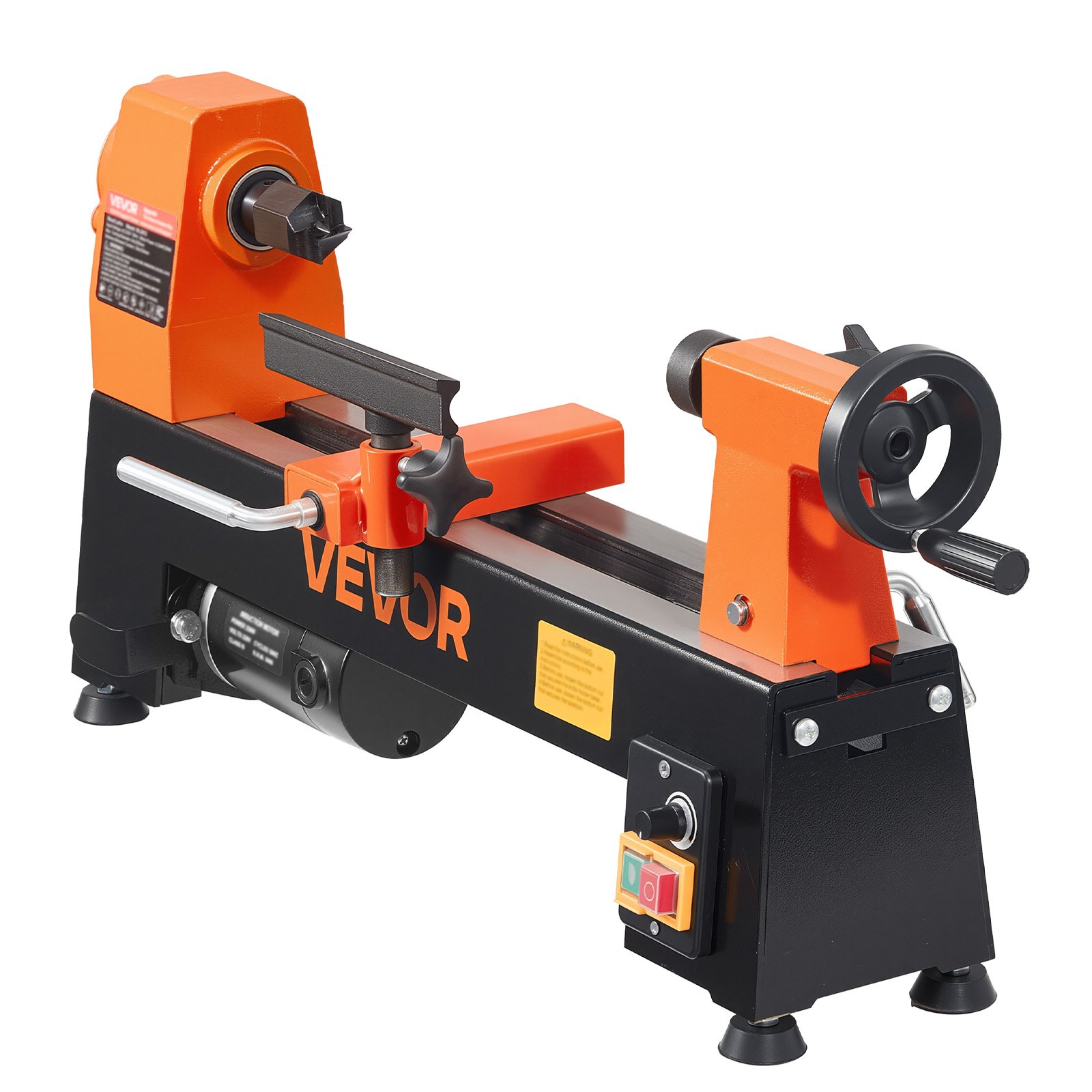 VEVOR Torno de Madera 1/3 HP 250 W, Torno de Mesa 200 x 330 mm, 220V 50Hz, Velocidad Variable de 150-3200 RPM, Husillo de Acero, Estable y Duradero, para Bricolaje en Carpintería y Torneado de Madera
