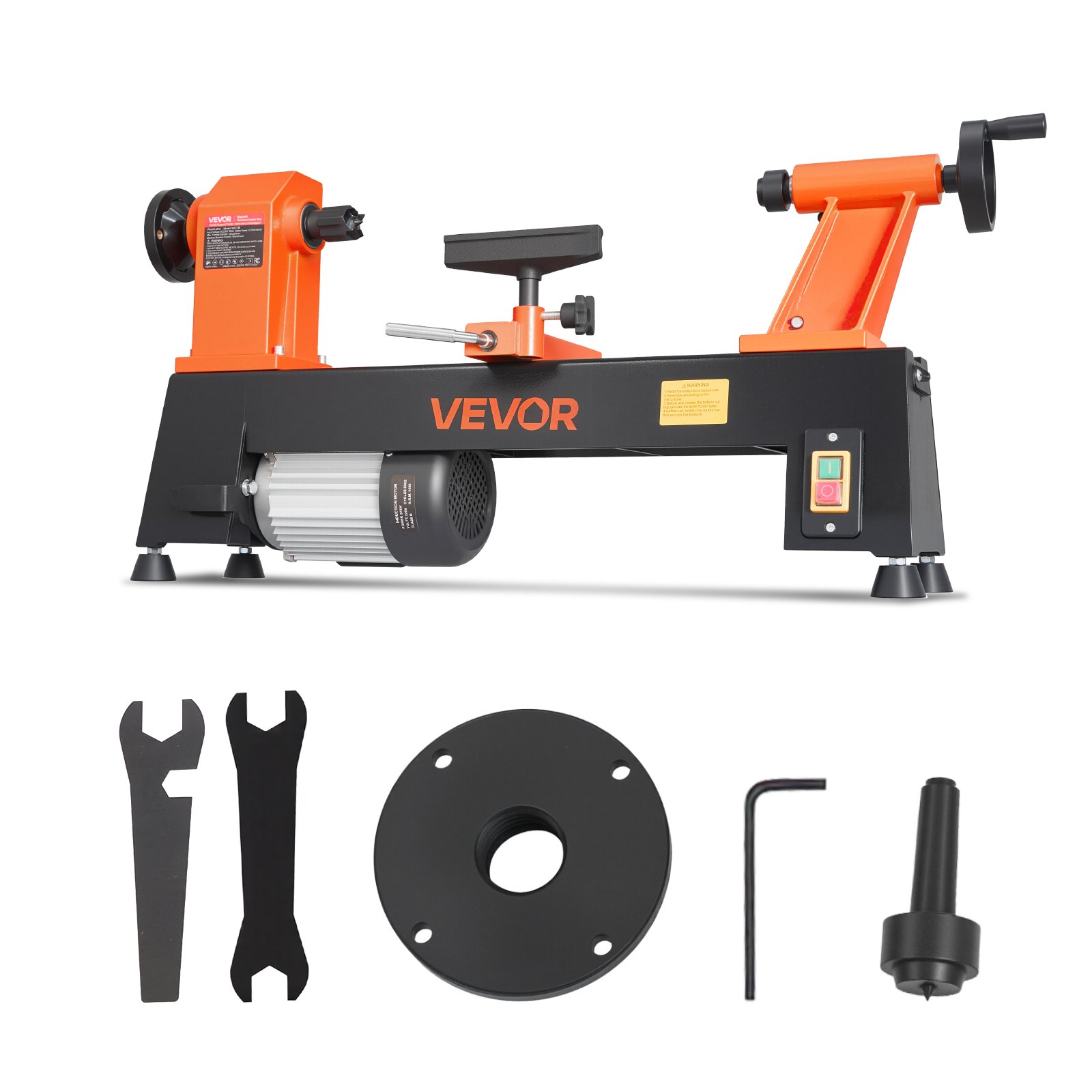 VEVOR Torno de Madera 3/4 HP 560 W, Torno de Mesa 304 x 465 mm, 220 V 50 Hz, 5 Velocidades (780/1320/1920/2640/3840 RPM), Estable y Duradero, para Bricolaje en Carpintería y Torneado de Madera