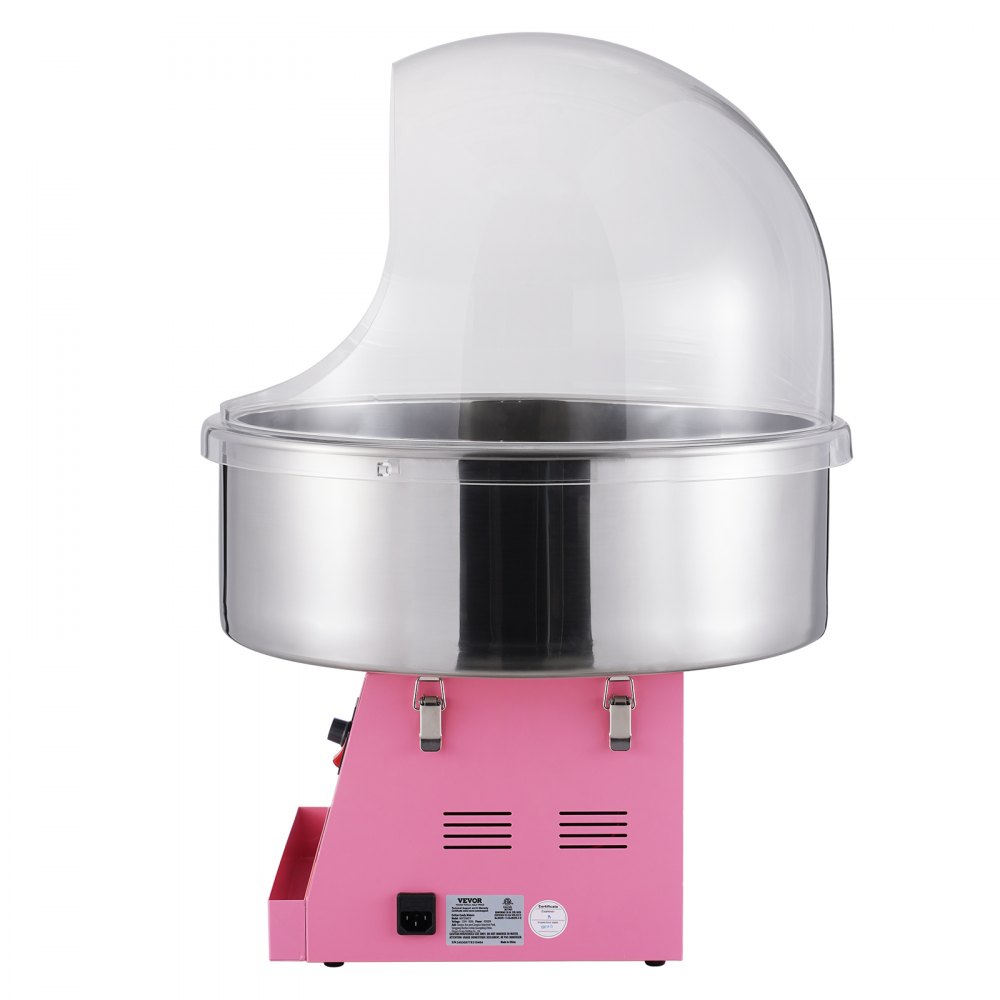 VEVOR Máquina Eléctrica de Algodón de Azúcar de 1000 W, Máquina Comercial de Algodón de Azúcar con Tapa, Tazón de Acero Inoxidable y Cuchara de Azúcar, Perfecta para Fiestas, 518 x 518 x 415 mm, Rosa