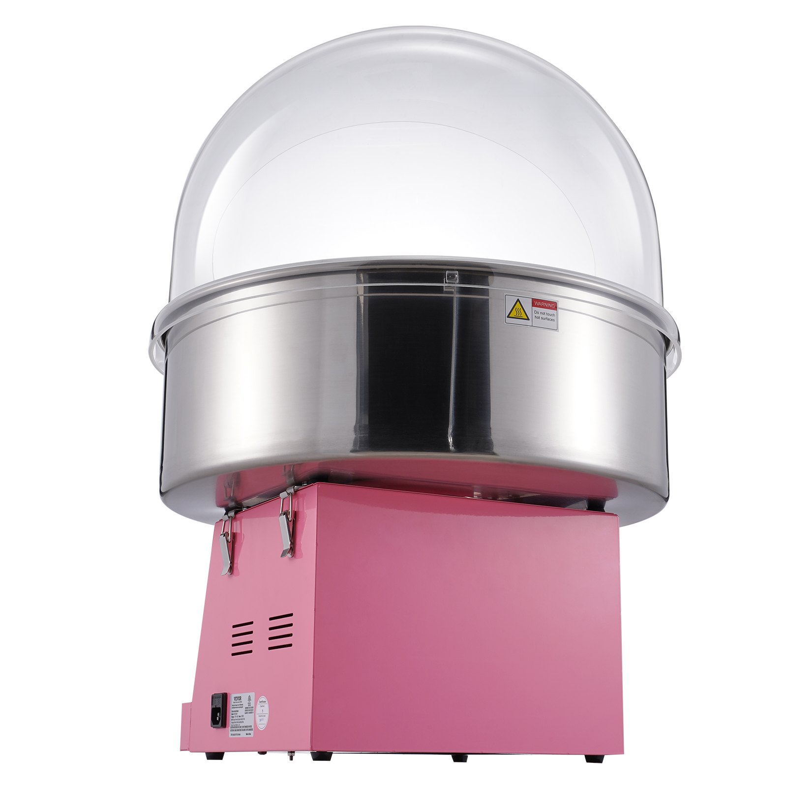 VEVOR Máquina Eléctrica de Algodón de Azúcar de 1000 W, Máquina Comercial de Algodón de Azúcar con Tapa, Tazón de Acero Inoxidable y Cuchara de Azúcar, Perfecta para Fiestas, 518 x 518 x 415 mm, Rosa
