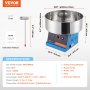 VEVOR Máquina Eléctrica de Algodón de Azúcar, Máquina de Algodón de Azúcar de 1000 W, Máquina de Algodón de Azúcar con Tazón de Acero Inoxidable y Cuchara de Azúcar, para el Hogar, Fiesta, Azul