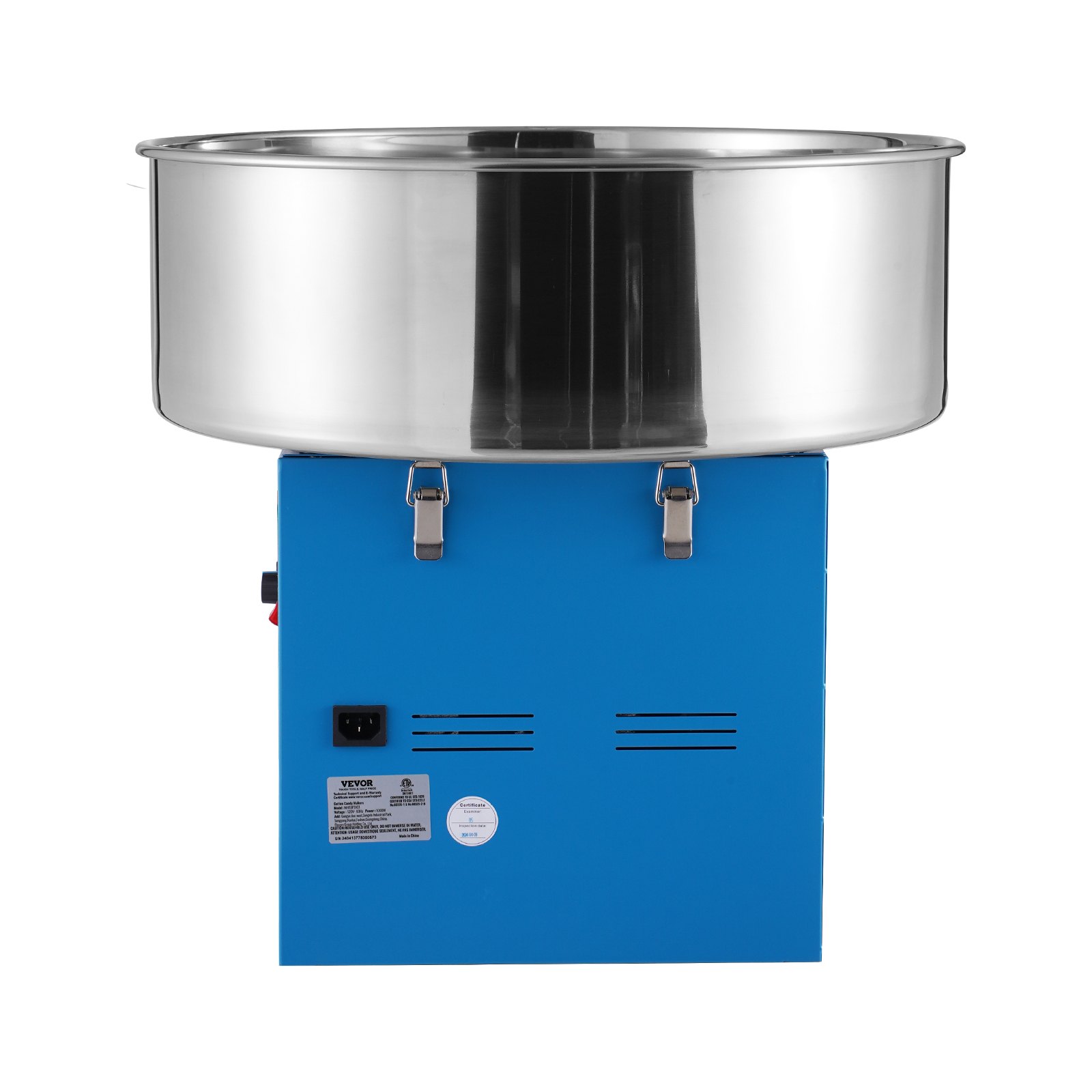 VEVOR Máquina Comercial de Algodón de Azúcar, Máquina de Hilo de Azúcar para Varias Fiestas y Adecuada para la Mayoría de los Tipos de Azúcar, 1000 W, Azul, 518 x 518 x485 mm, 118,3-226,2 ℃, Acero