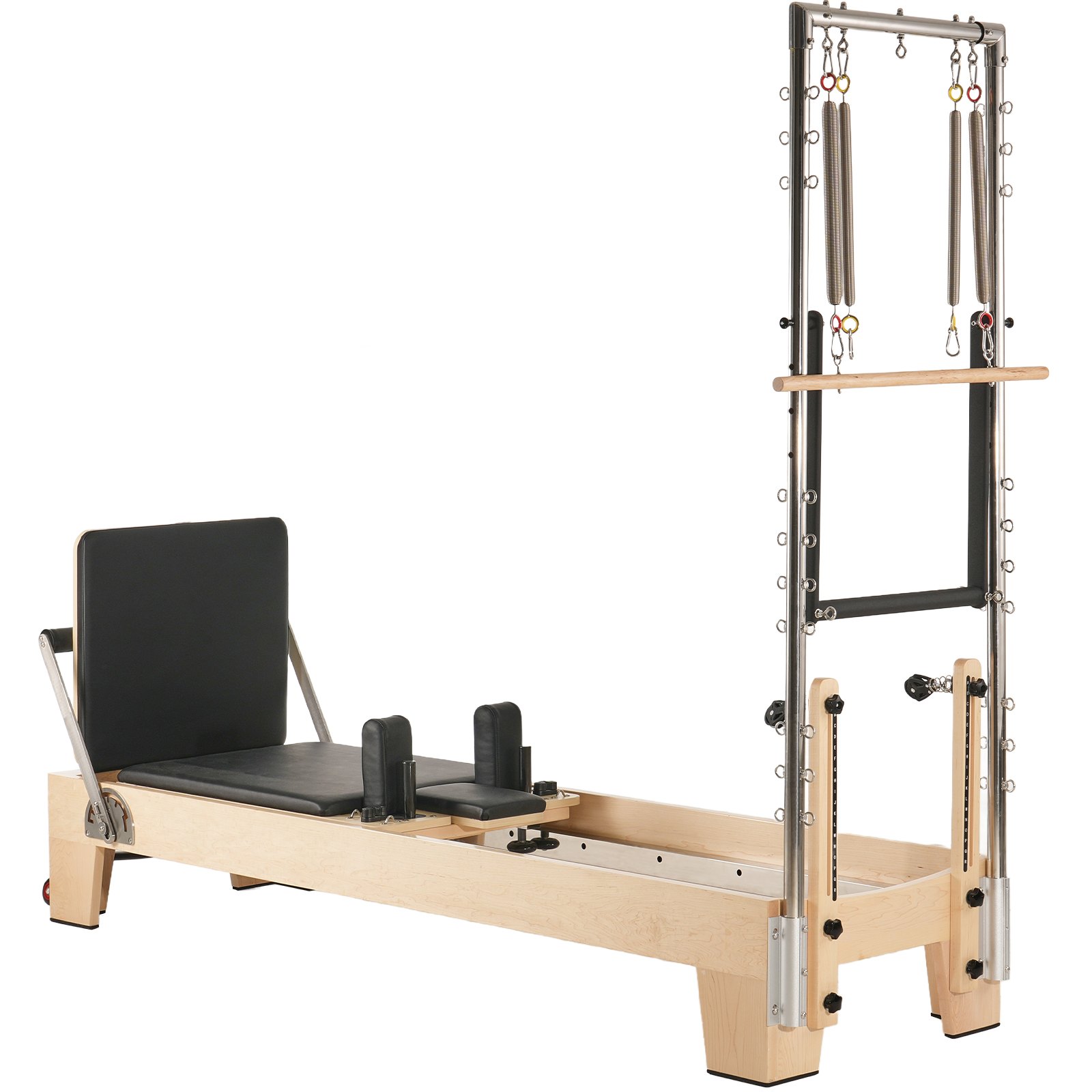 VEVOR Reformer Máquina de Pilates de Madera para Gimnasio en Casa Equipo de Entrenamiento de Fuerza con Doble Resistencia Caja Reformadora Tabla de Salto para Avanzados Principiantes, Hasta 181,4kg