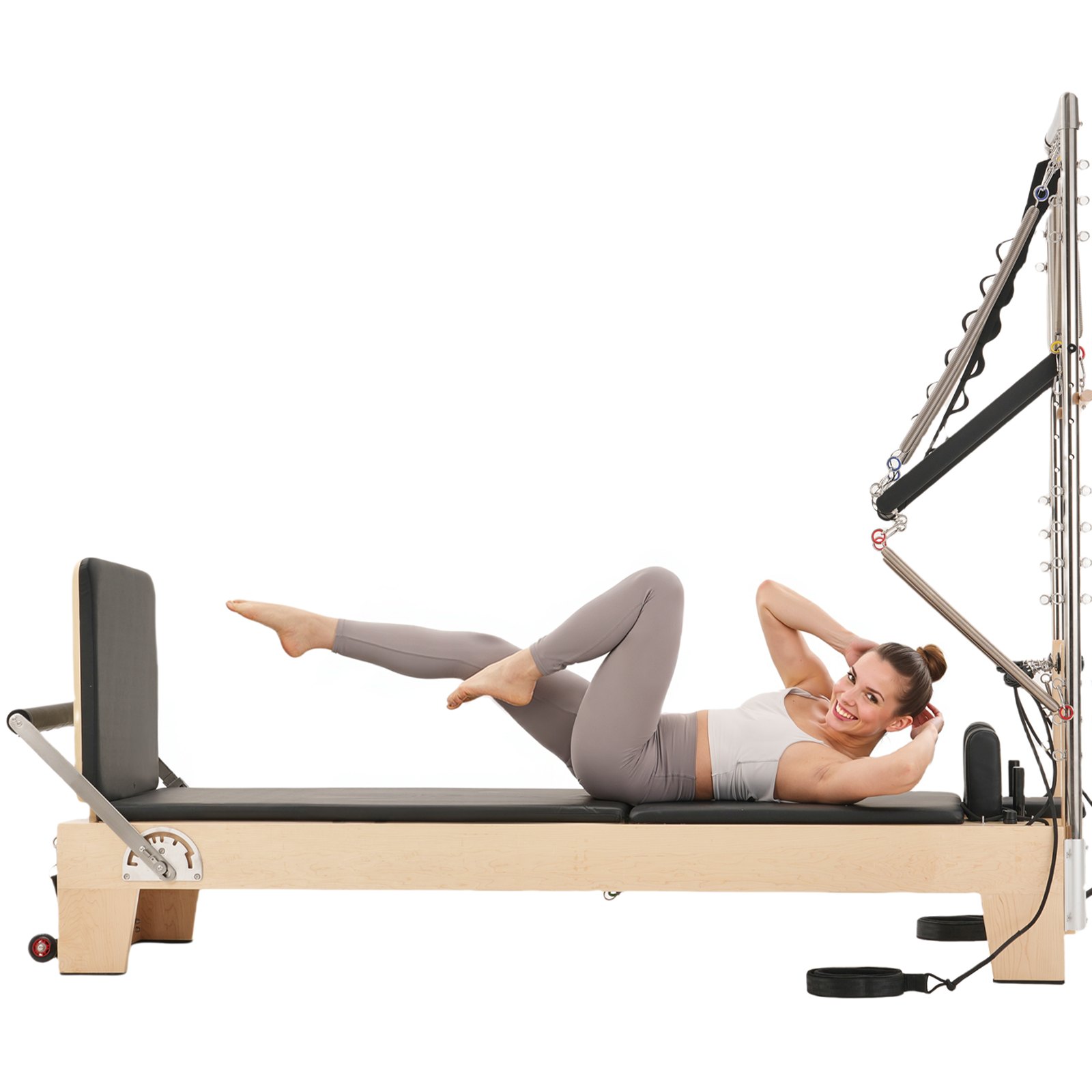VEVOR Reformer Máquina de Pilates de Madera para Gimnasio en Casa Equipo de Entrenamiento de Fuerza con Doble Resistencia Caja Reformadora Tabla de Salto para Avanzados Principiantes, Hasta 181,4kg