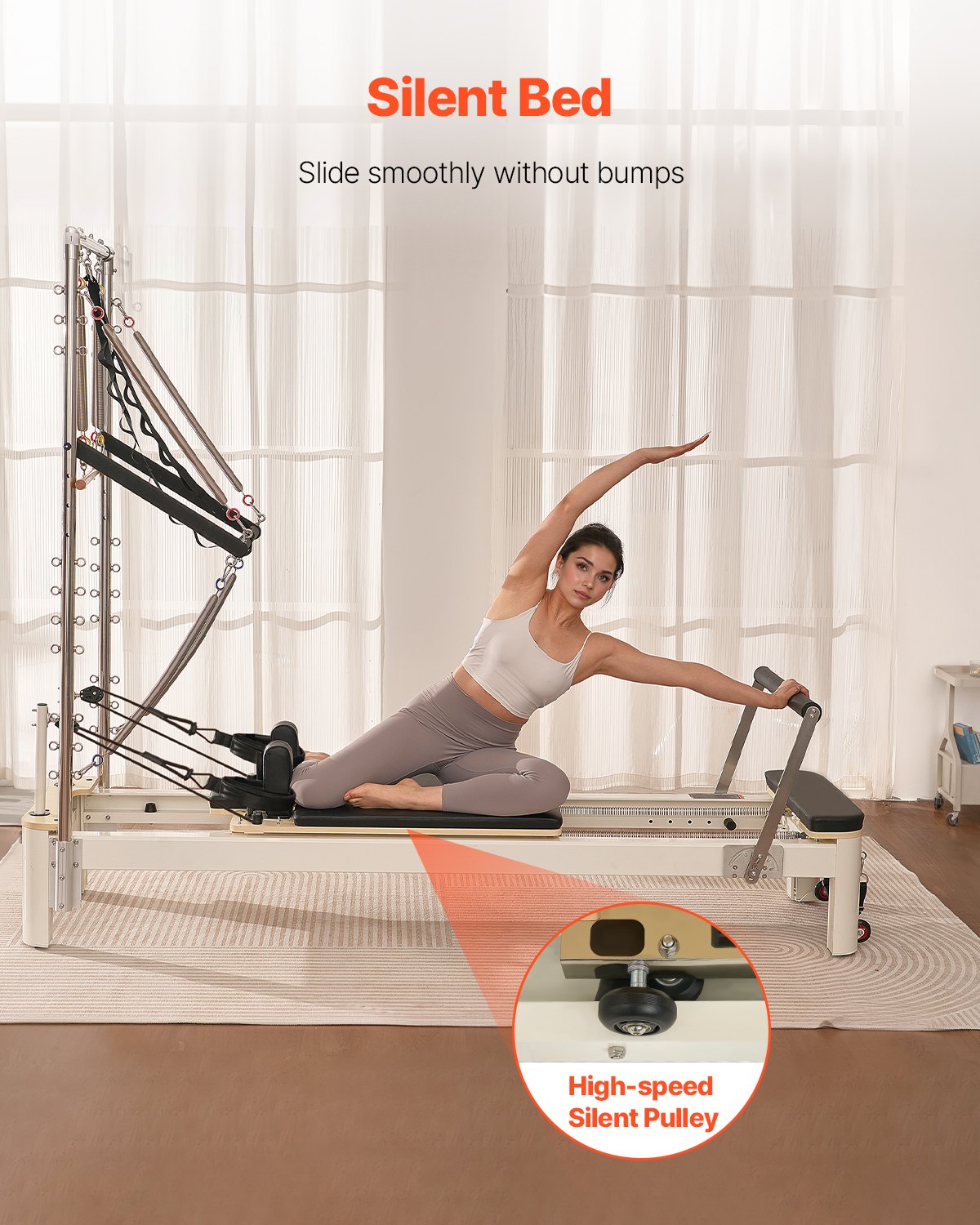 VEVOR Reformer Máquina de Pilates de Aleación de Aluminio para Gimnasio en Casa Equipo de Entrenamiento de Fuerza con Doble Resistencia Caja Reformadora Tabla de Salto para Avanzados Principiantes