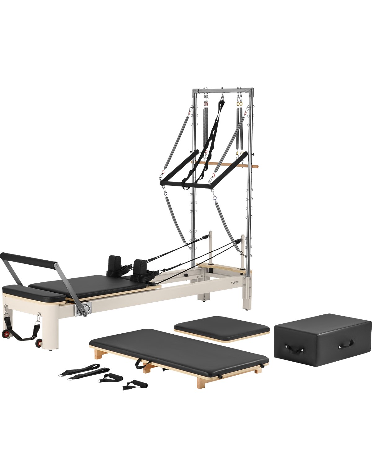 VEVOR Reformer Máquina de Pilates de Aleación de Aluminio para Gimnasio en Casa Equipo de Entrenamiento de Fuerza con Doble Resistencia Caja Reformadora Tabla de Salto para Avanzados Principiantes