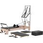 VEVOR Pilates Reformer Machine made of rubberwood for gym, strength training device with dual resistance, reformer box, springboard, for advanced users & beginners, up to 181.44 kg