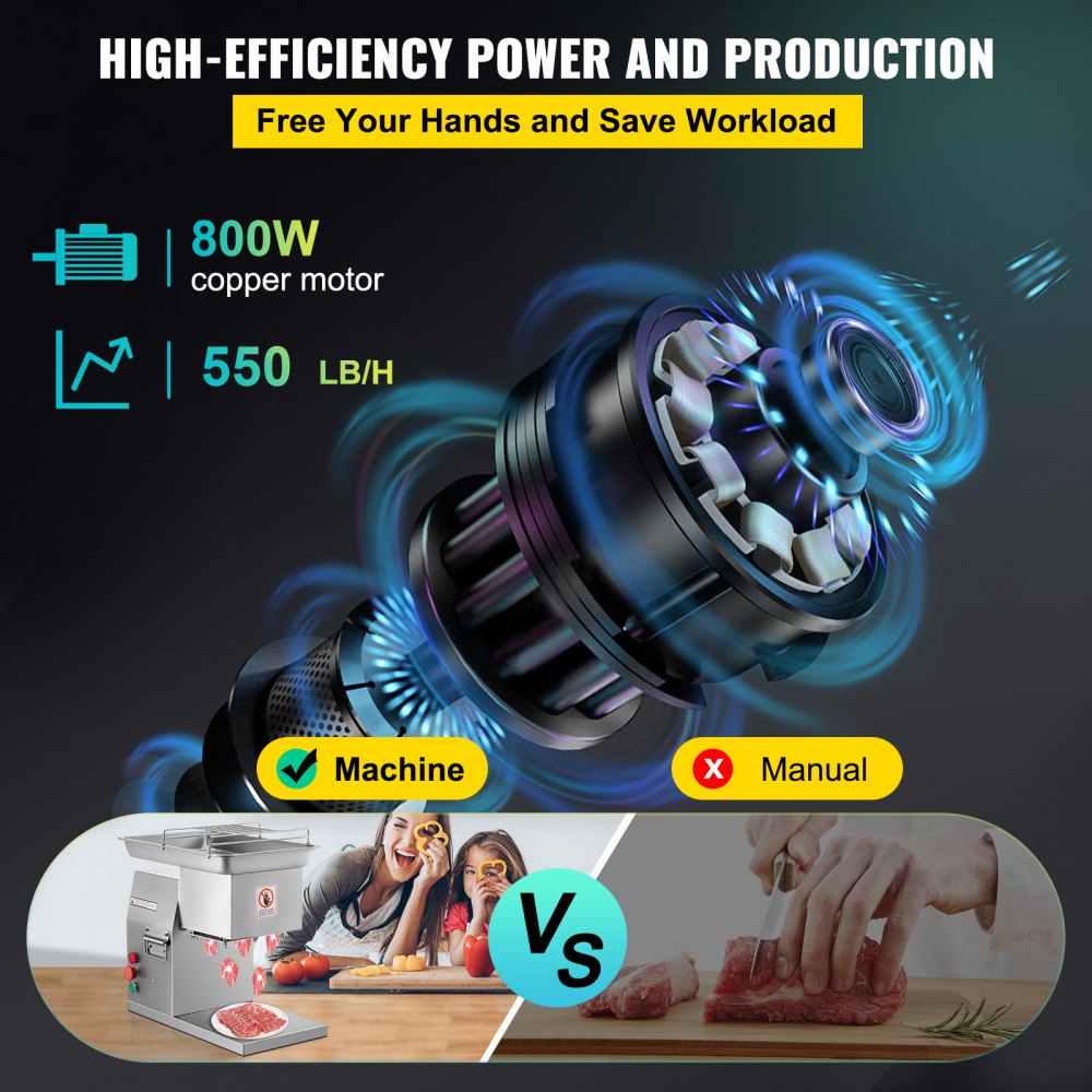 250Kg/H VERTICAL MÁQUINA DE CORTAR CARNE VACA CORDERO ACERO INOXIDABLE 220V