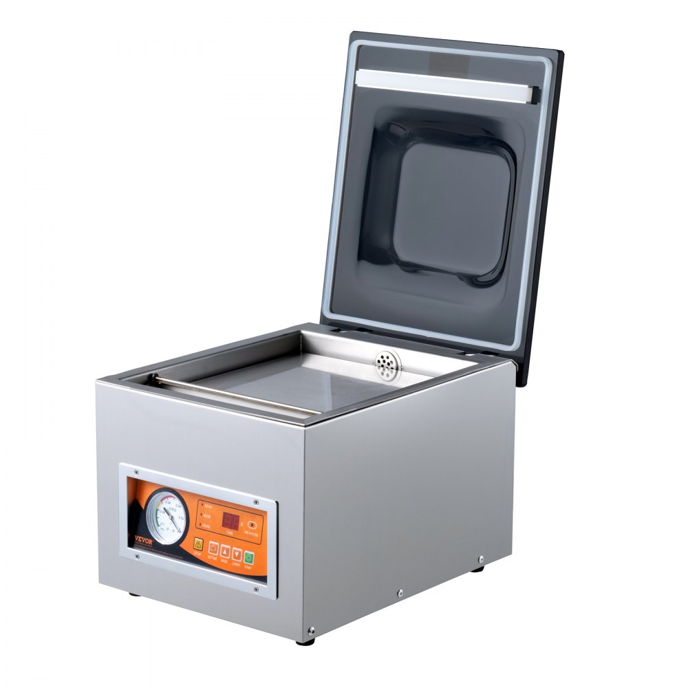 VEVOR Sellador al Vacío de Cámara 260 W Máquina de Envasado al Vacío de Acero inoxidable Tamaño Compacto de 260 mm para Cocina del Hogar Para Uso Comercial Para Alimentos Húmedos, Carnes y Adobos