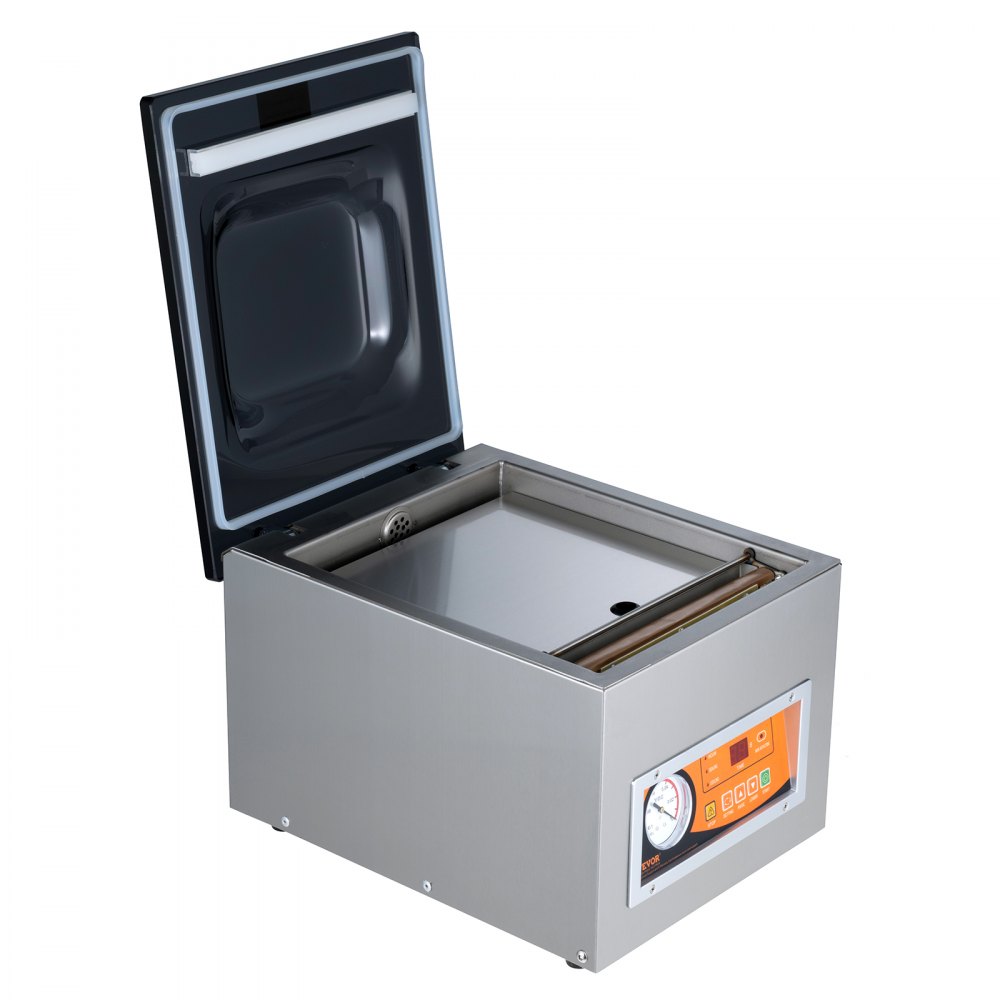 VEVOR Sellador al Vacío de Cámara 260 W Máquina de Envasado al Vacío de Acero inoxidable Tamaño Compacto de 260 mm para Cocina del Hogar Para Uso Comercial Para Alimentos Húmedos, Carnes y Adobos