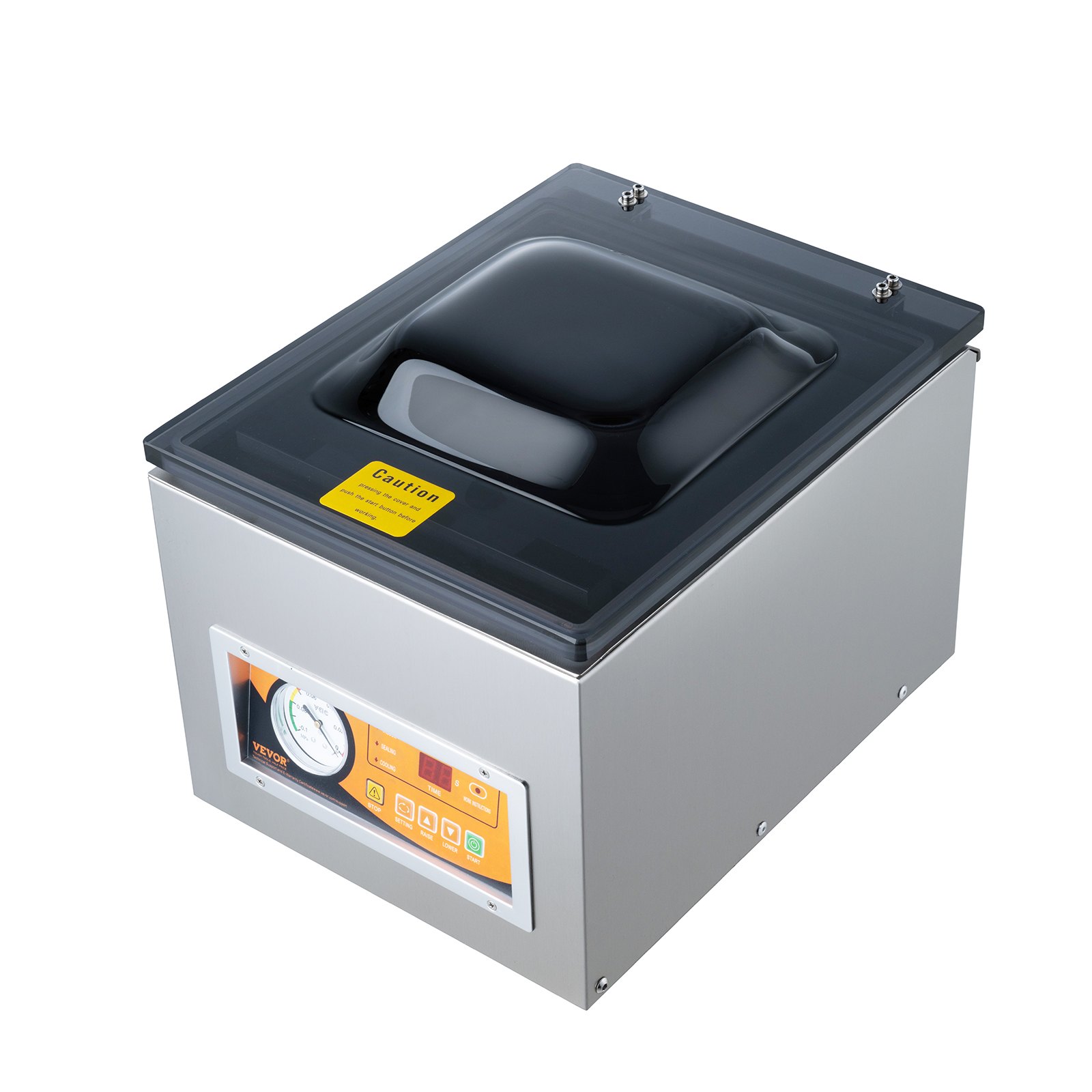VEVOR Sellador al Vacío de Cámara 260 W Máquina de Envasado al Vacío de Acero inoxidable Tamaño Compacto de 260 mm para Cocina del Hogar Para Uso Comercial Para Alimentos Húmedos, Carnes y Adobos