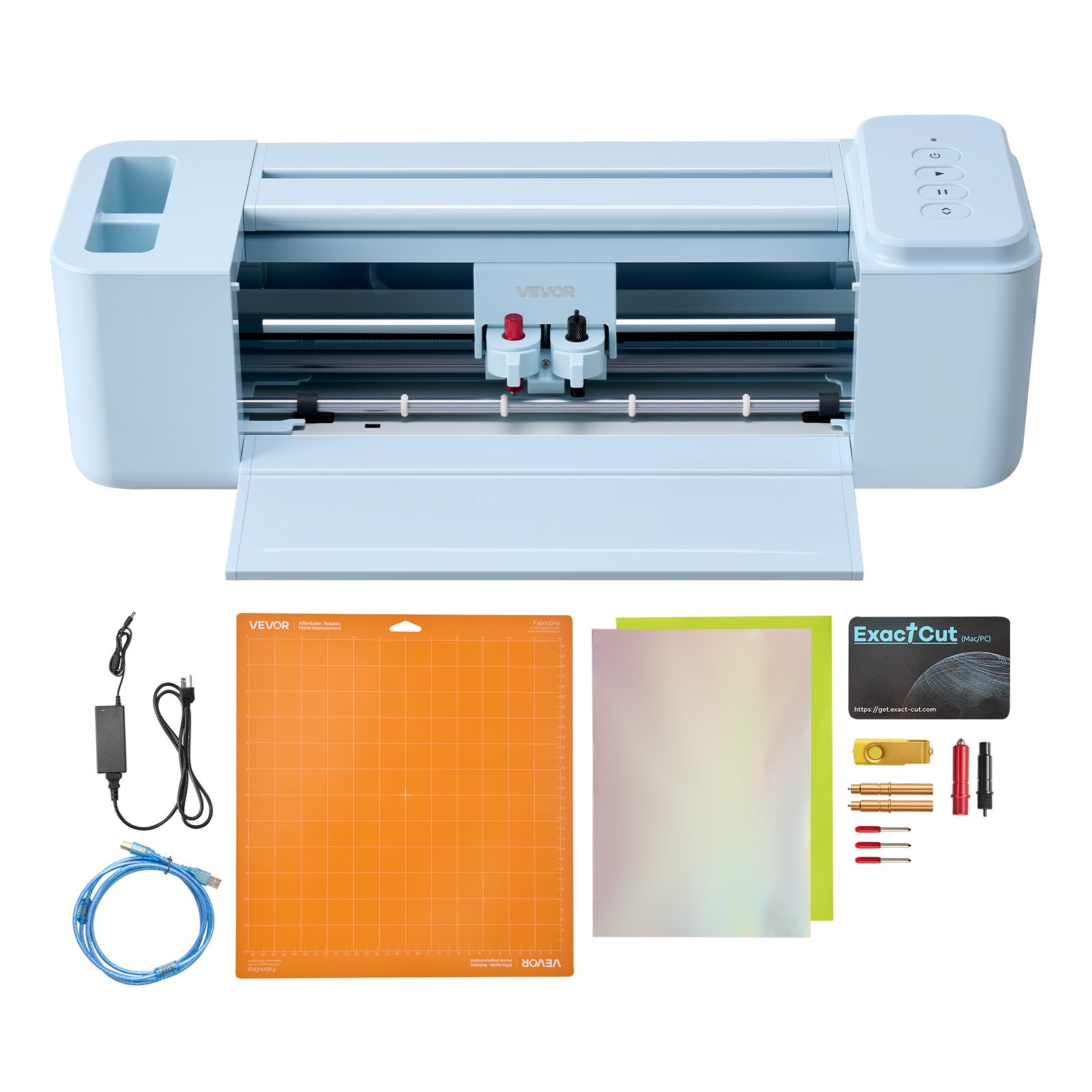 VEVOR Plotter de Corte de Vinilo de 305 mm con Kit de Herramientas, Control por Botones, Máquina Cortadora Multifuncional Compatible con Mac Windows iOS Android para Vinilo Papel Tarjetas Bricolaje