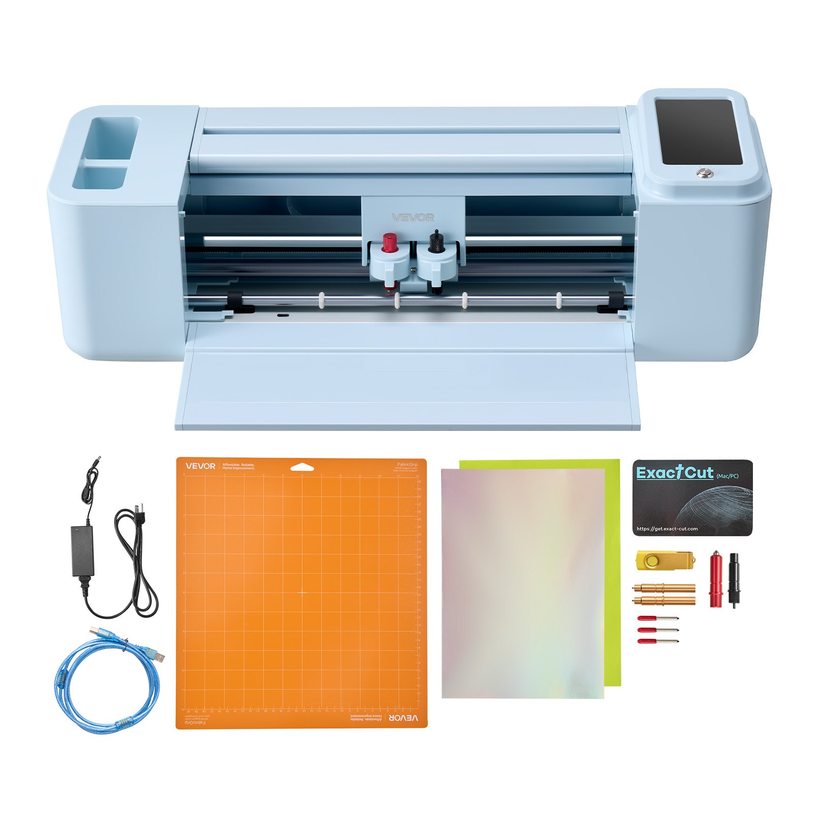 VEVOR Plotter de Corte de Vinilo de 305 mm con Kit de Herramientas, Control por Pantalla Táctil, Máquina Cortadora Multifuncional Compatible con iOS Android Mac Windows para Bricolaje Tarjetas Papel