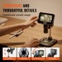 Persona que utiliza el microscopio digital VEVOR con soporte ajustable, pantalla giratoria y luces LED.
