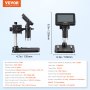 Microscopio digital VEVOR con soporte ajustable, pantalla de 4,3 pulgadas y conexión usb.