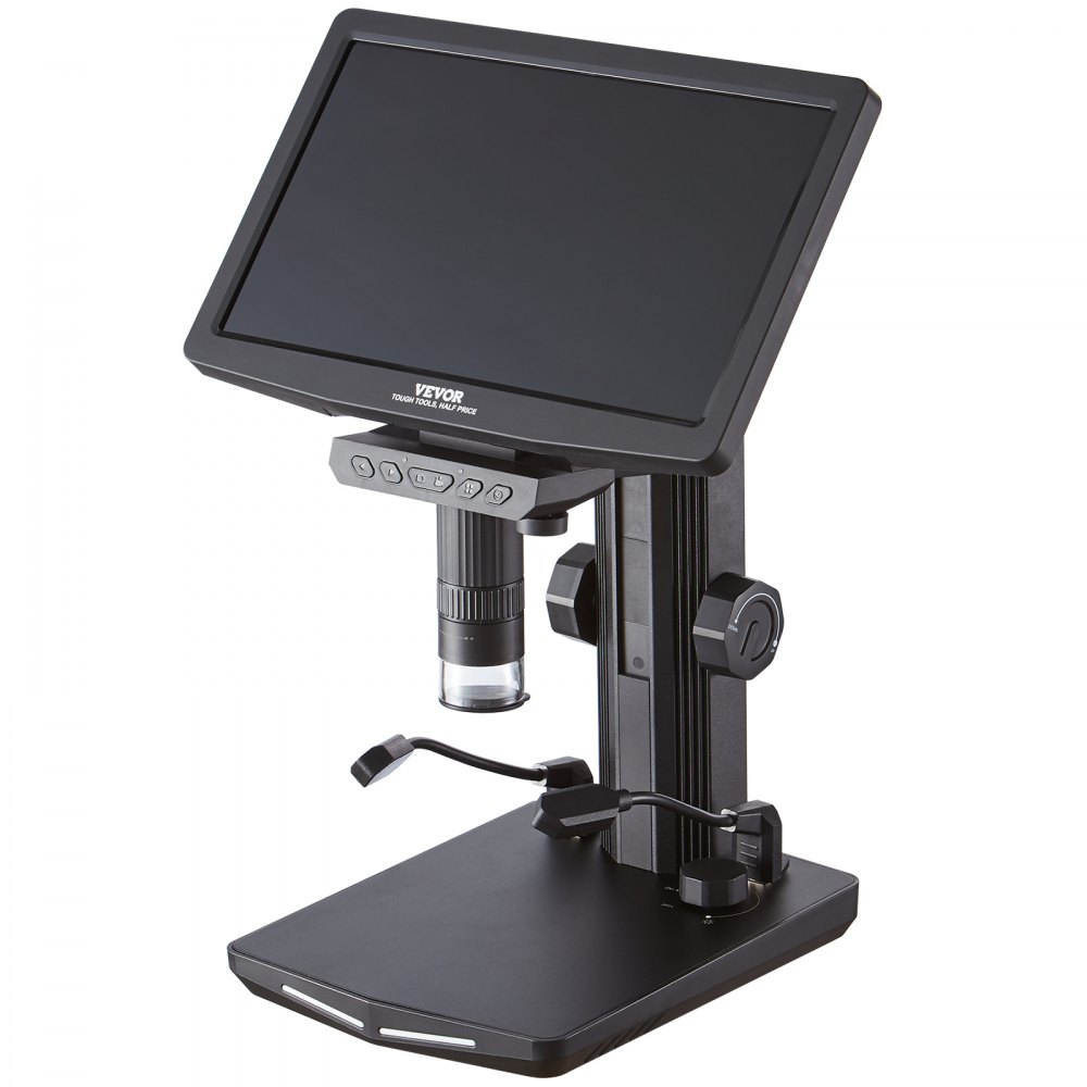 VEVOR Microscopio Digital USB HDMI Ampliación 10X-1200X con Pantalla de 7" Funciones de Foto y Video Compatible con Windows 7 y superior MacOS 10.5 y superior Conectado a Monitor de Laboratorio TV
