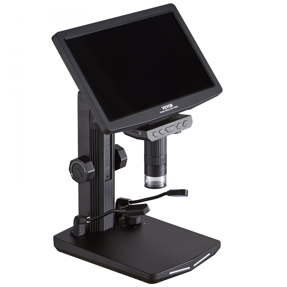 VEVOR Microscopio Digital USB HDMI Ampliación 10X-1200X con Pantalla de 7" Funciones de Foto y Video Compatible con Windows 7 y superior MacOS 10.5 y superior Conectado a Monitor de Laboratorio TV