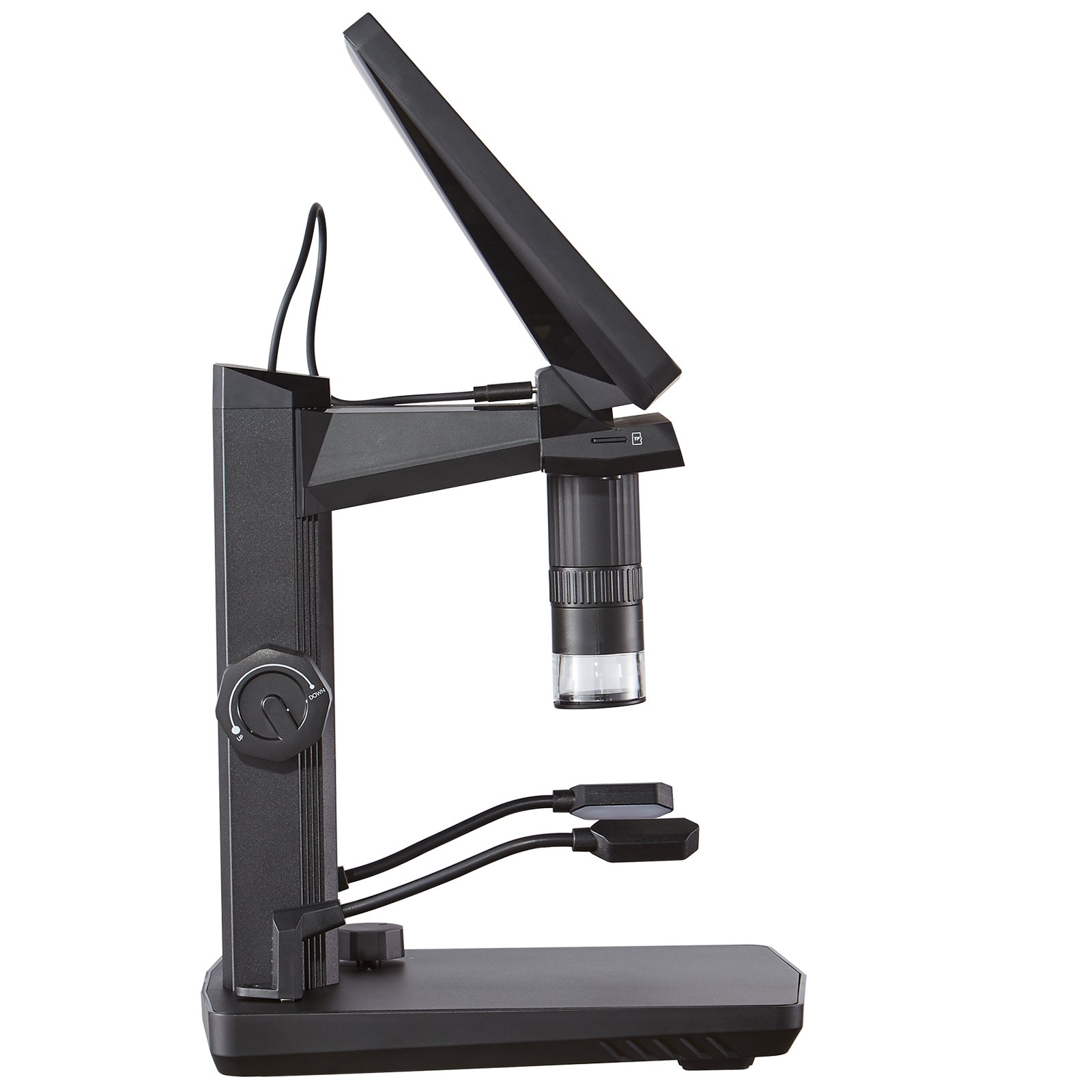 VEVOR Microscopio Digital USB HDMI Ampliación 10X-1200X con Pantalla de 7" Funciones de Foto y Video Compatible con Windows 7 y superior MacOS 10.5 y superior Conectado a Monitor de Laboratorio TV