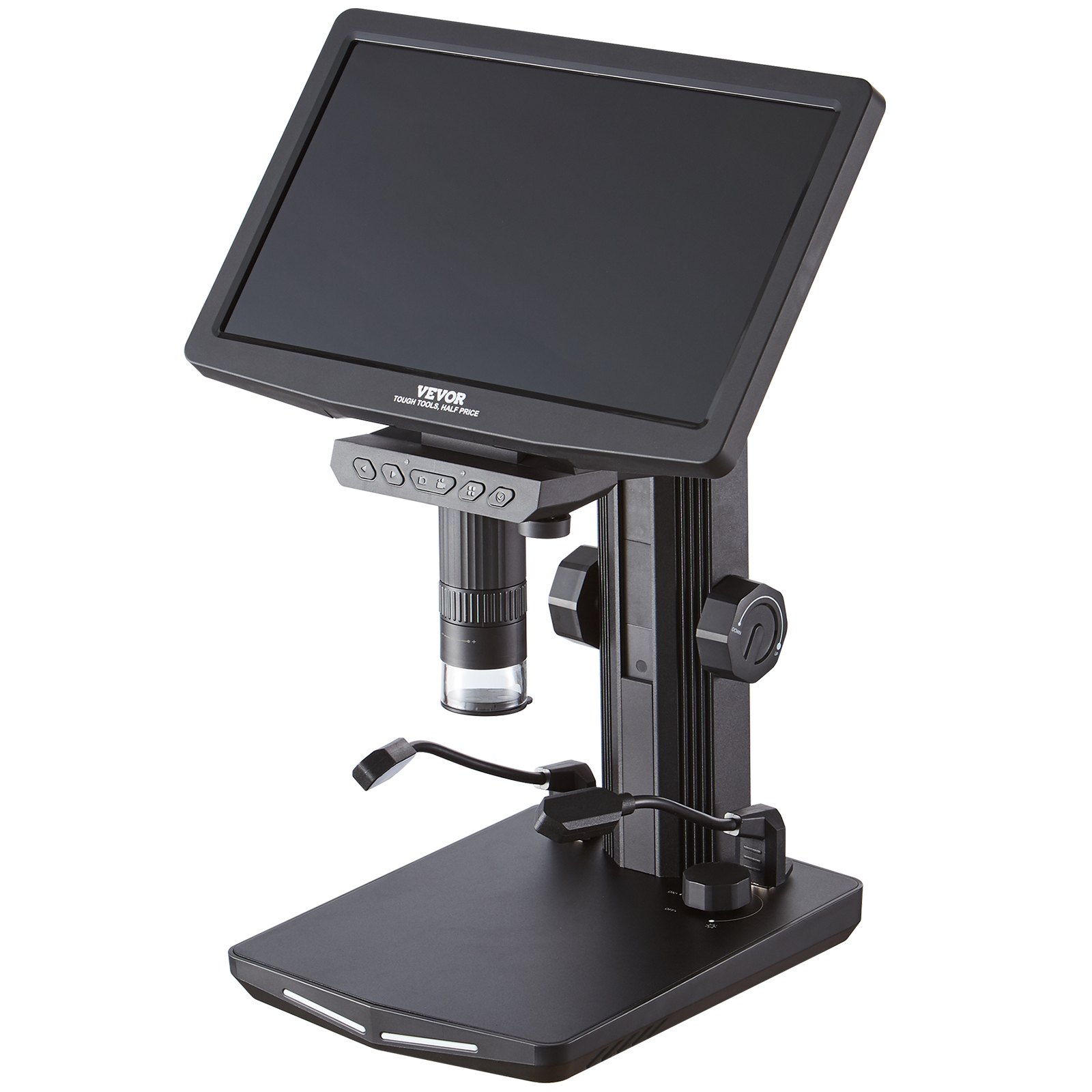 VEVOR Microscopio Digital USB HDMI Ampliación 10X-1200X con Pantalla de 7" Funciones de Foto y Video Compatible con Windows 7 y superior MacOS 10.5 y superior Conectado a Monitor de Laboratorio TV