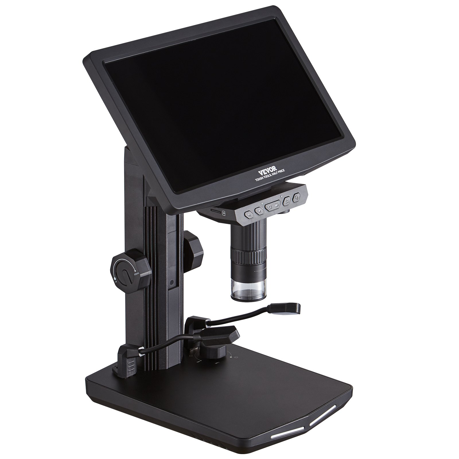 VEVOR Microscopio Digital USB HDMI Ampliación 10X-1200X con Pantalla de 7" Funciones de Foto y Video Compatible con Windows 7 y superior MacOS 10.5 y superior Conectado a Monitor de Laboratorio TV