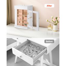 VEVOR Joyero Giratorio de 360° 237 x 171 x 330 mm con Puerta Magnética, Blanco