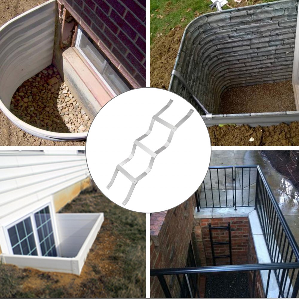 Vevor 3 Pasos Escalera De Escape Sótano Salida De Emergencia Aluminio 400 Ibs