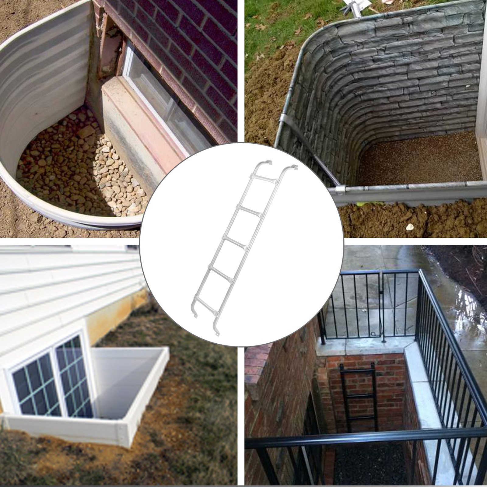 Vevor 5 Pasos Escalera De Escape Sótano Ventana Salida De Emergencia 400 Ibs