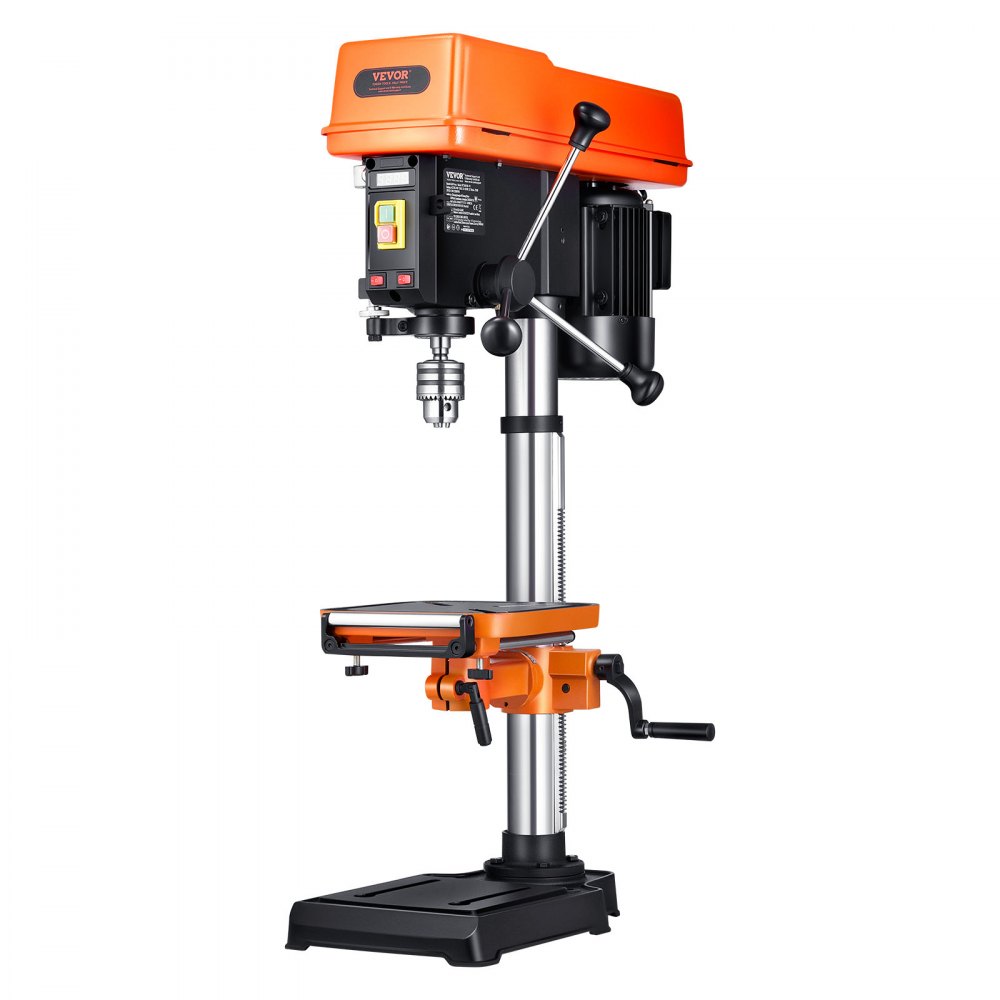 VEVOR 750 W Taladro de Banco de 304,8 mm de Velocidad Variable de 440-2580 RPM con Mesa Inclinable de 0 a 45°, Luz de Trabajo LED, Posicionamiento por Rayos X, Taladro de Banco para Madera y Metal