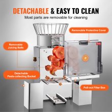 VEVOR Exprimidor de Cítricos Eléctrico Comercial Extractor Automático de Zumo de Naranja 120W, 25 naranjas/min con Filtro Extraíble Cubo Recolector de Cáscaras para Restaurante, Cafetería, Frutería