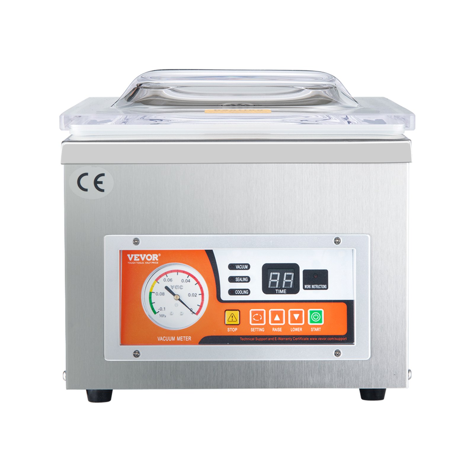 VEVOR Vacuum Sealer DZ-260A Compact Professional Chamber Vacuum Sealer 180W Motor Chamber Vacuum Sealer 6.5 m³/h Vacuum Sealer 33x25cm Seal Size Suitable for Households Supermarkets Food Factories