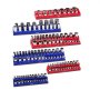 VEVOR Kit de Organizador de Dados Magnéticos, 6 Bandejas de Dados Métricos y SAE 1/4'', 3/8'', 1/2'' con Etiquetas Transparentes, Capacidad de 143 Dados Profundos Estándar (No Incluidos), Azul y Rojo